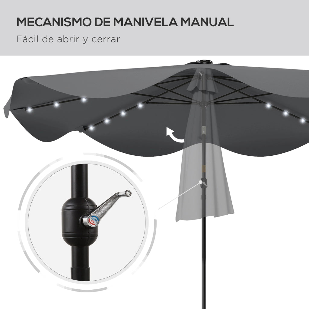 Ombrellone da giardino con luci LED solari ¨C zephmum ¨C grigio ?292x254 cm