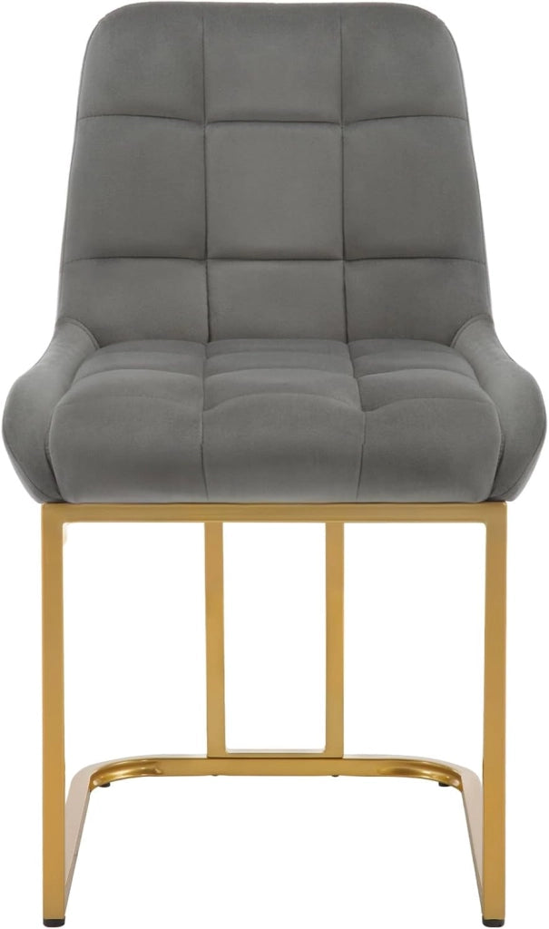 Set di 4 Sedie da Cucina Moderna, Sedie per Sala da Pranzo con Schienale, senza Braccioli, Poltroncine Imbottite Sedie da truccocon Gambe in MetalloDorato, in Velluto EZS32dgr-4 Grigio scuro
