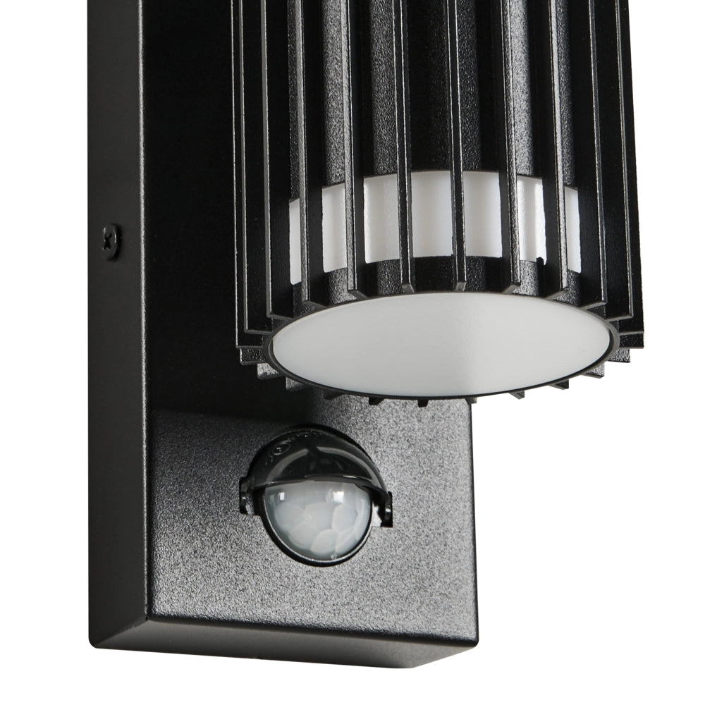 Set di 2 applique da esterno moderne per giardino con sensore di movimento, in alluminio nero design moderno