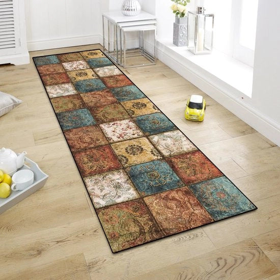 Tappeto per ingresso, passaggio in cucina, pavimento per cucina, tappeto antiscivolo lavabile per ingresso, zona lavanderia, 60x300cm, stile boho
