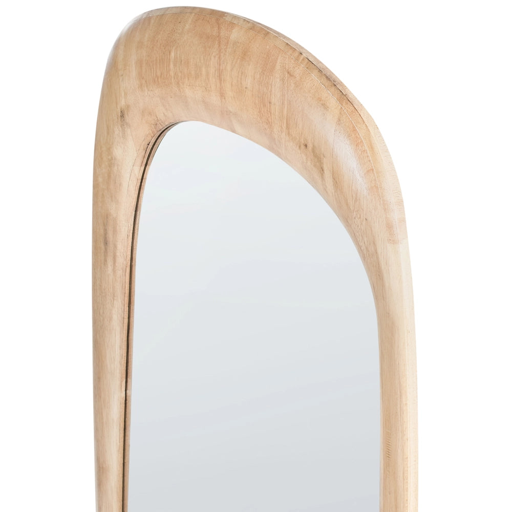 Specchio da parete in legno di gomma marrone 120 x 57 cm Appeso decorativo in stile retrò Asimmetrico