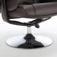 Poltrona massaggiante a 5 punti e riscaldante, girevole a 360°, rivestita in pelle PU, 79x79x106 cm, Marrone
