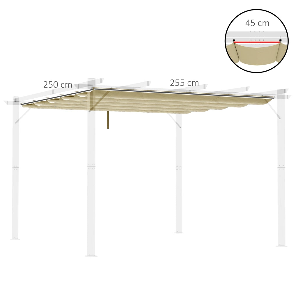 Telo di ricambio per gazebo 250 x 255 cm in poliestere beige, con fori di drenaggio e montaggio rapido