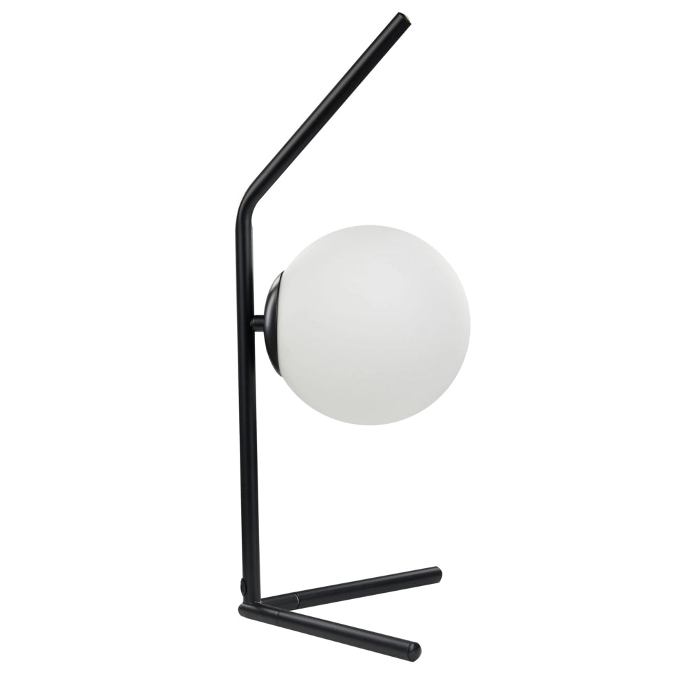 Lampada da tavolo bianca e nera con paralume in vetro Asta in ferro 47 cm Telaio Luce singola Design moderno Accessori per la casa Soggiorno