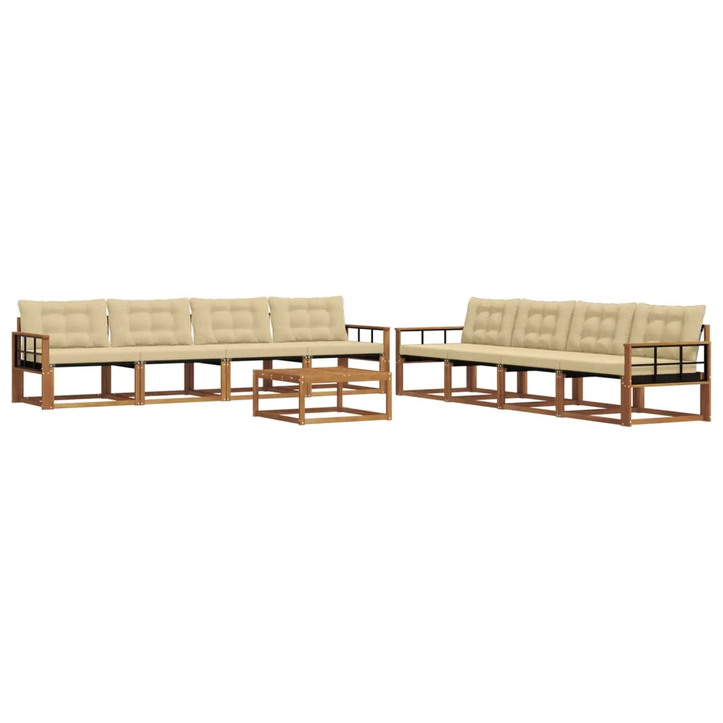 Set di divani da esterno con cuscino 9 pcs Naturale e Beige 3369320