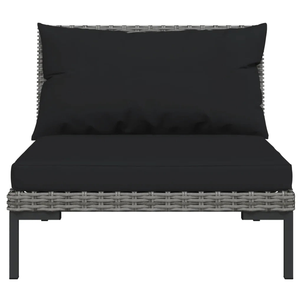 Set Divani da Giardino 7 pz con Cuscini Polyrattan Grigio Scuro 3099800