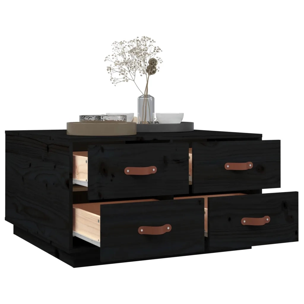Tavolino da salotto | Tavolino da caff¨¨ | Tavolino da Soggiorno Nero 80x80x45 cm Legno Massello di Pino