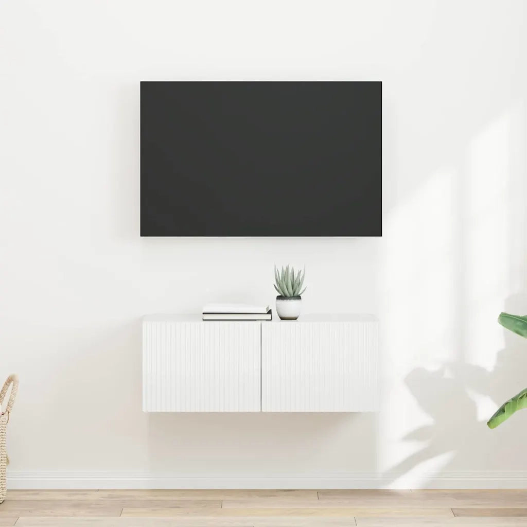 Mobile TV da parete 2 pcs Bianco Lucido 39 x 31 x 29,5 cm 892178