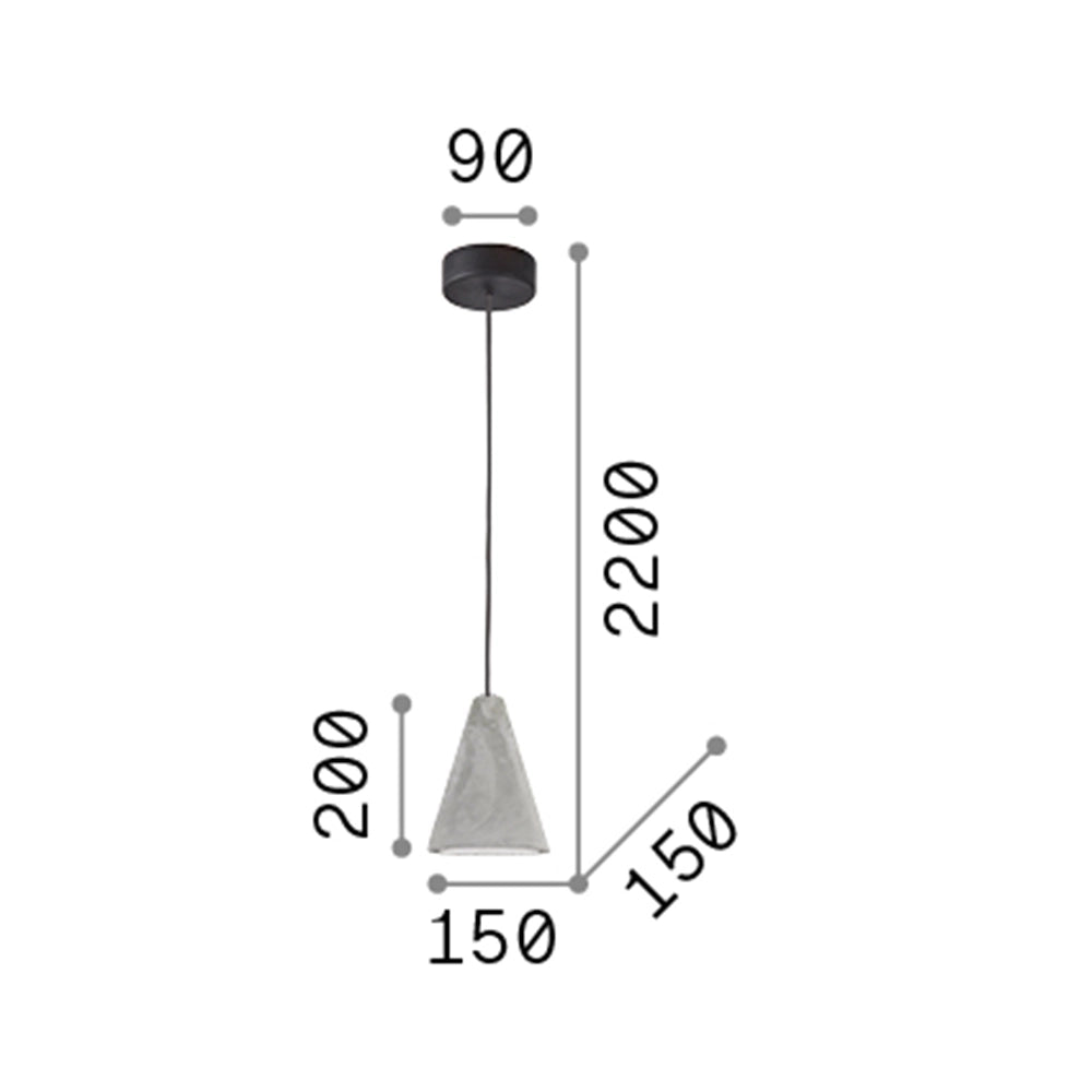 Sospensione Industrial-Minimal Oil-2 Metallo Cemento Grigio 1 Luce E27