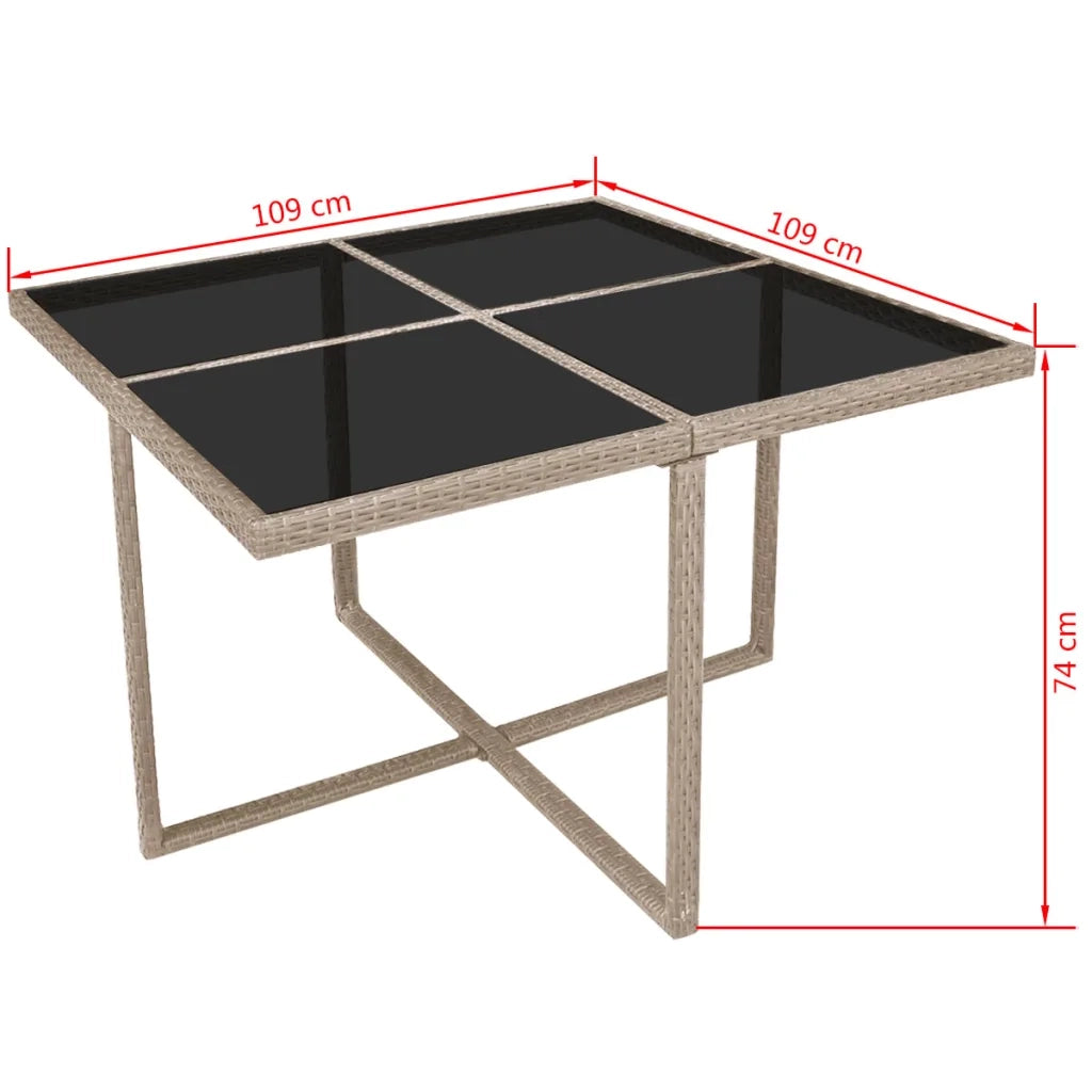 Set da Pranzo da Giardino 9 pz con Cuscini in Polyrattan Beige 42556