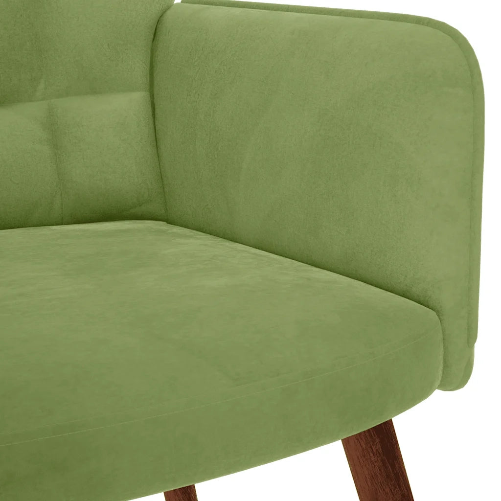 Divano Sedia-Poltrona Relax con Poggiapiedi Verde Chiaro in Velluto 448481