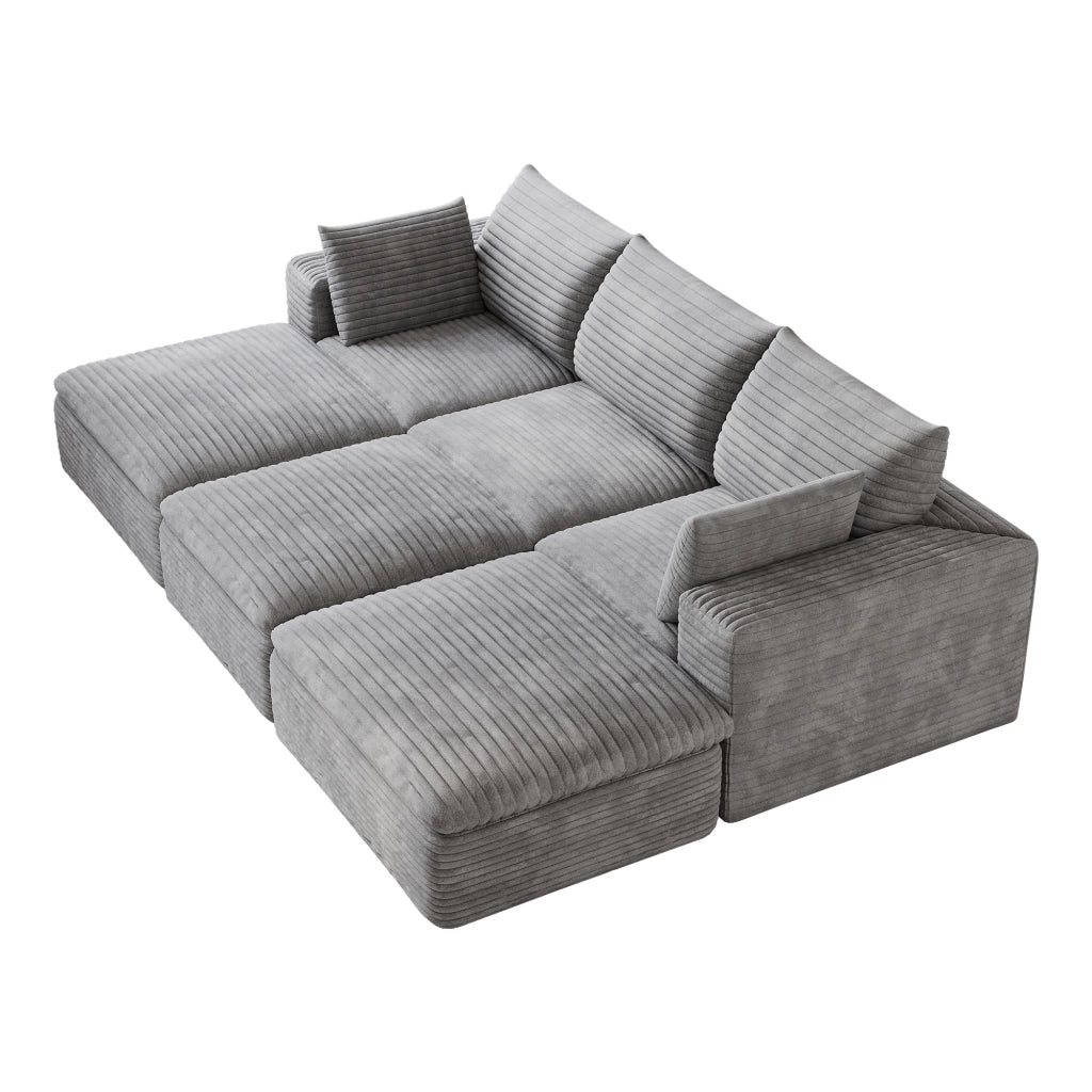 Divano Cloud 260cm in Velluto a Coste ¨C MINIMAL ¨C Grigio Scuro, Imbottito, Sfoderabile