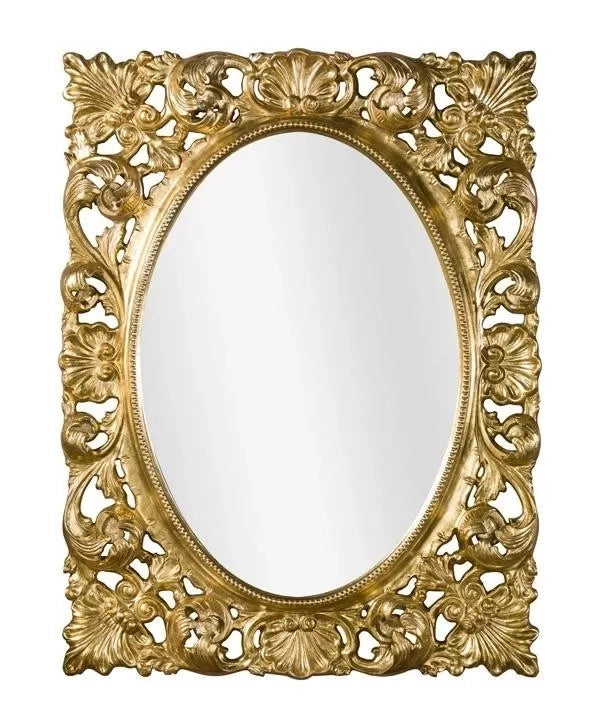 Mobili2g - specchiera in foglia oro ovale- rettangolare-traforata misure: 73 x 95 x 6