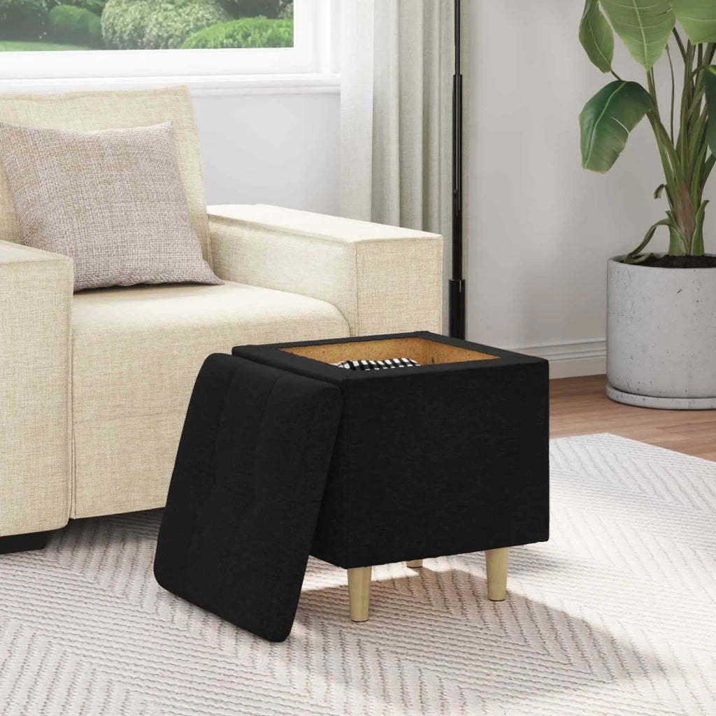 Pouf contenitore con cuscino Nero 40 x 40 x 45 cm Tessuto