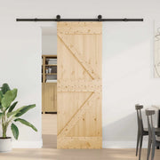 Porta scorrevole NARVIK Naturale e Nero 70 x 210 cm (213,5 cm) 3445221