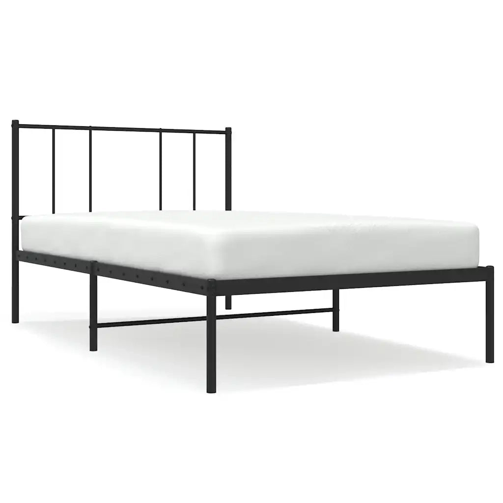 Letto singolo | Letto per adulti | Giroletto con Testiera in Metallo Nero 100x190 cm