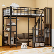 Letto a soppalco 90x200 cm con scala contenitore e vani portaoggetti