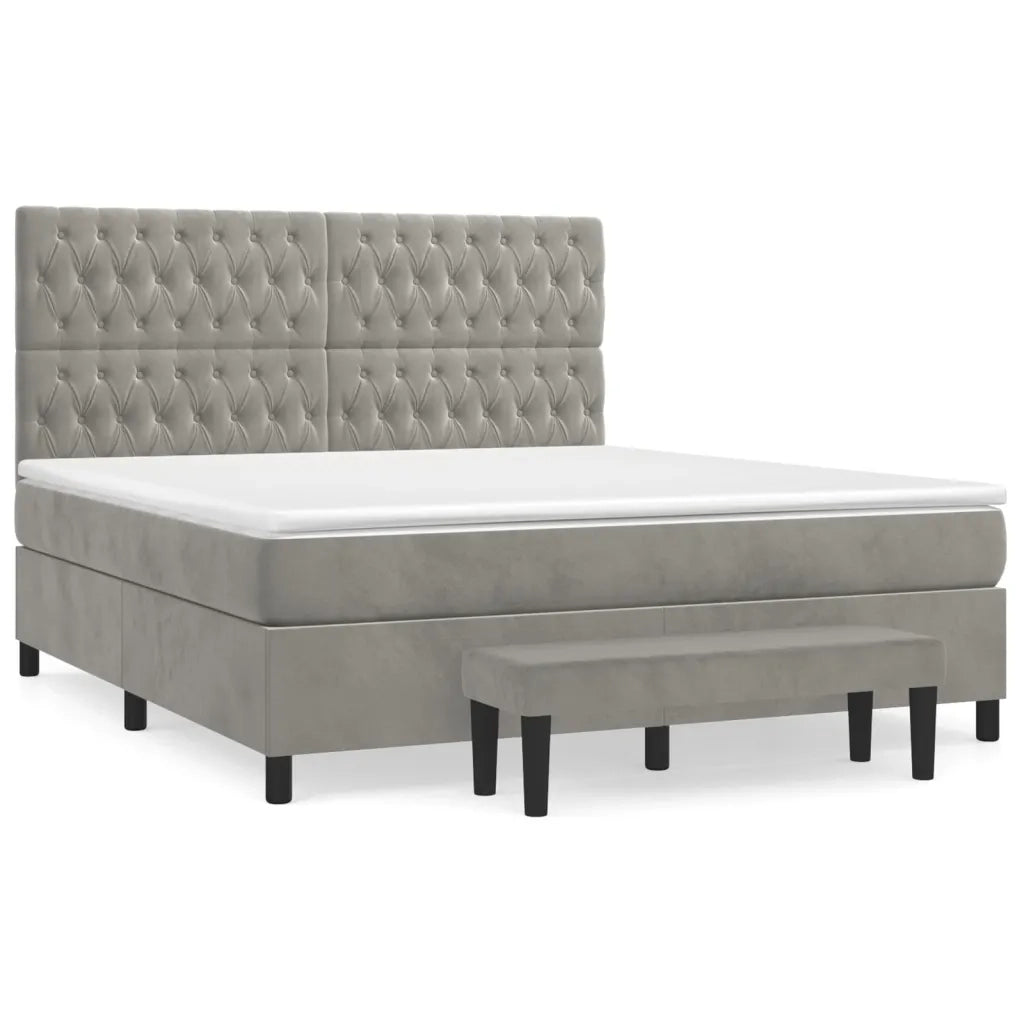 Giroletto a Molle con Materasso Grigio Chiaro 180x200cm Vellutocod mxl 99285
