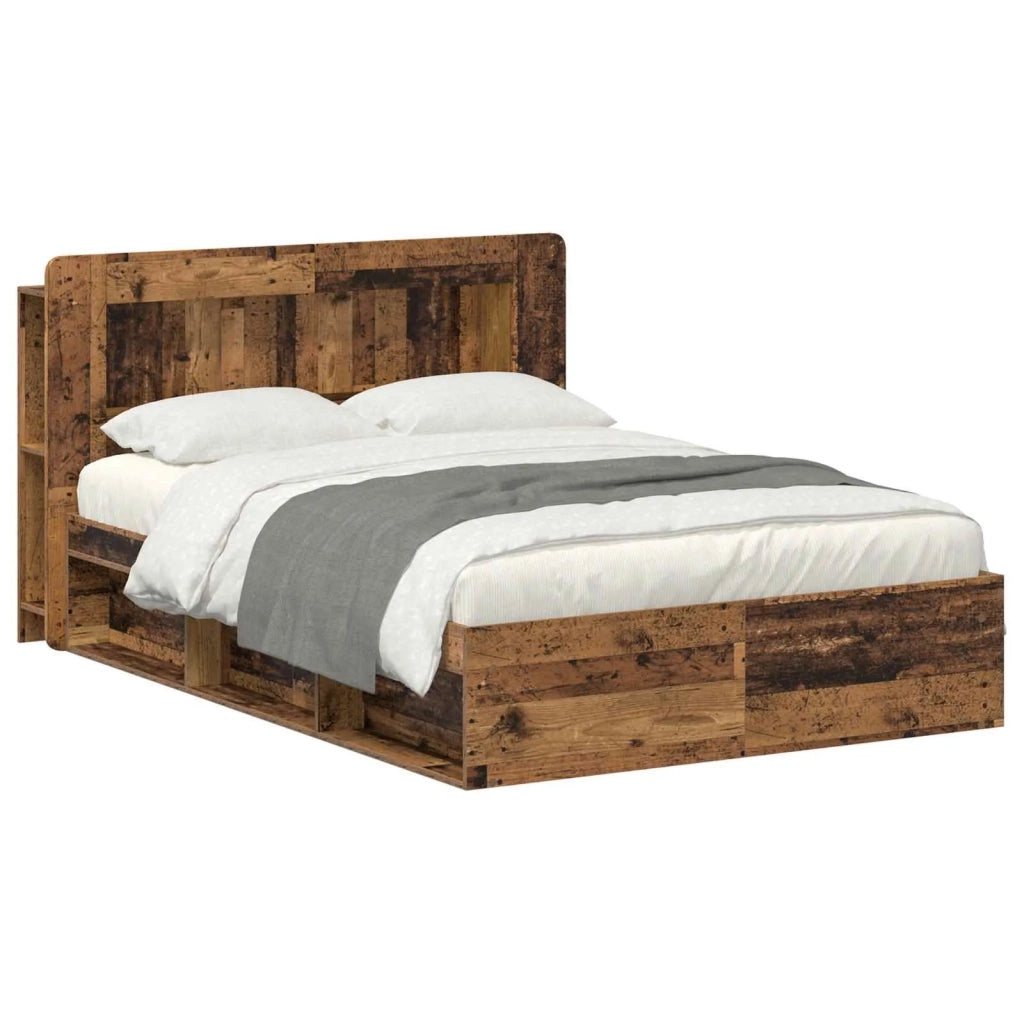 Telaio del letto con storage Legno antico 135 x 190 cm