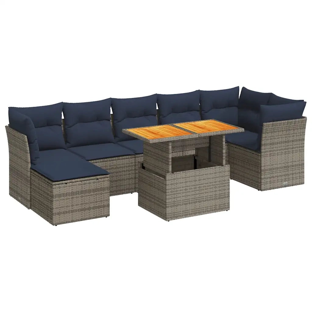 Set Divano da Giardino 8 pz con Cuscini Grigio in Polyrattan 3326959