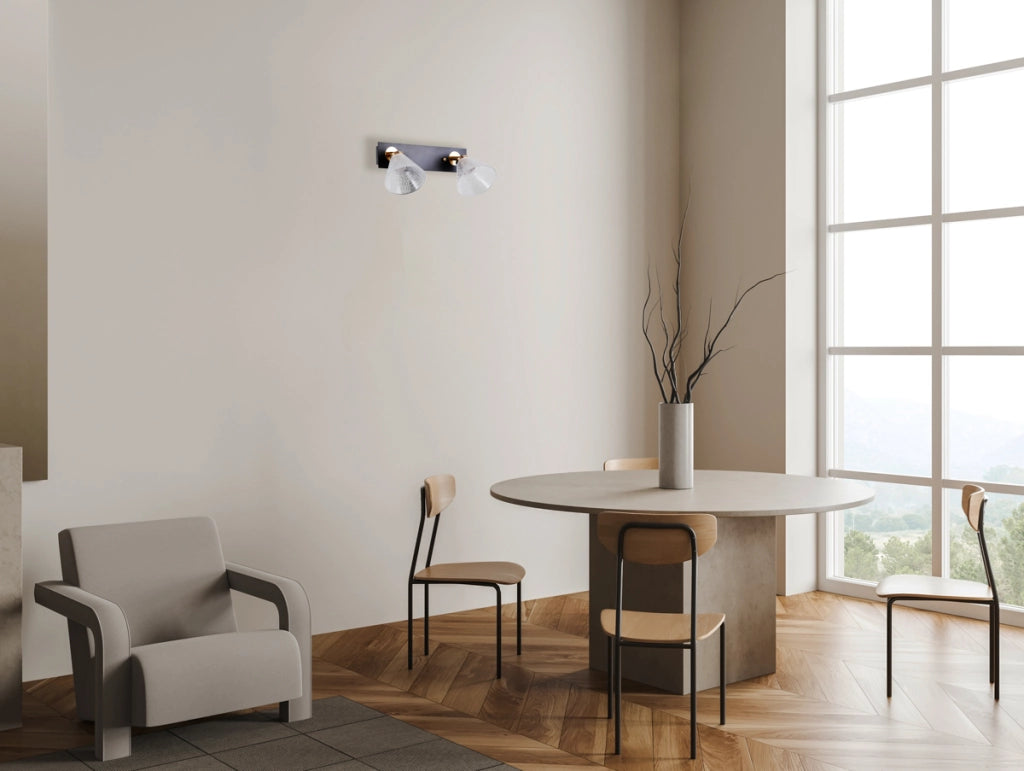Applique moderna nero-oro 2 spot orientabili LED 8W Italux