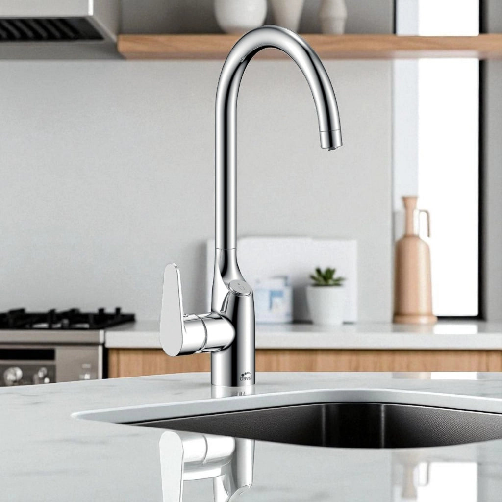 Rubinetto Lavello con Filtro Acqua | Beccuccio a U 360°, Cromato o Nero, Acqua Filtrata Direttamente dal Rubinetto