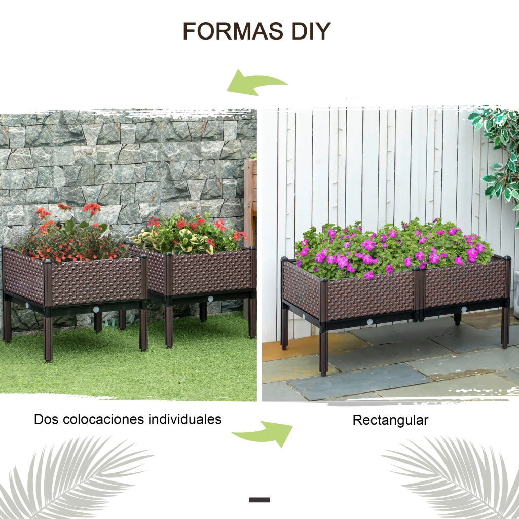 Giardiniere Quadrate Elevate 2 Pezzi ¨C zephmum ¨C 50x50x46,5 cm Marrone