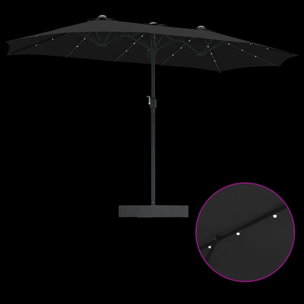 vidaXL Ombrello da giardino Nero 385 x 209 x 244 cm Tessuto
