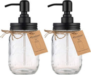 Set di Dispensatore di Sapone in Vetro - Pompa in Acciaio Inossidabile - 2 Pezzi - 473ml