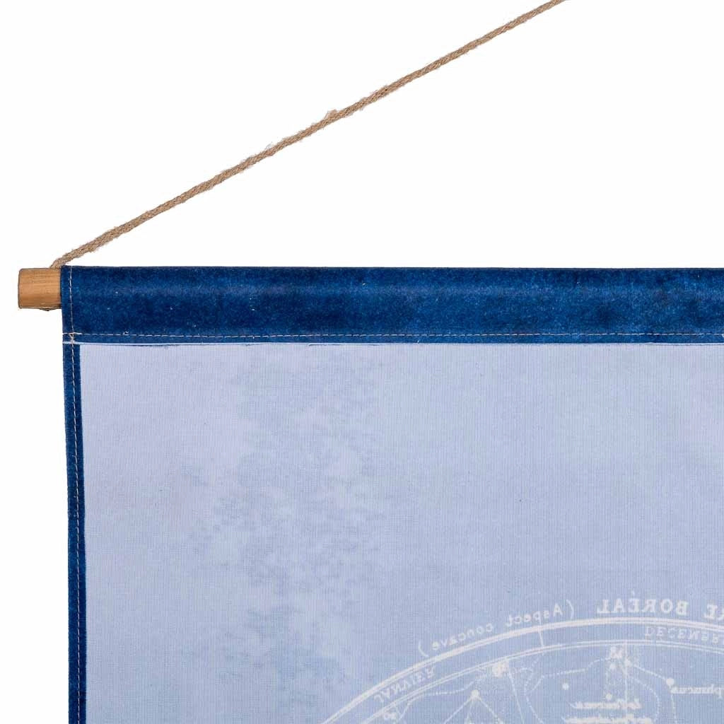 Tela pergamena tessuto stampato blu 120x86x2,5h cm