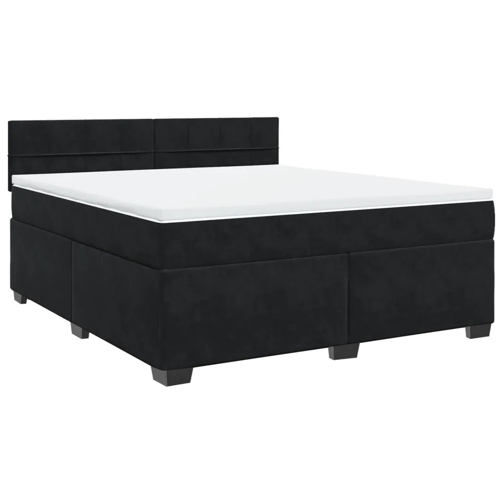 Giroletto a Molle con Materasso Nero 180x200 cm in Velluto 3286380