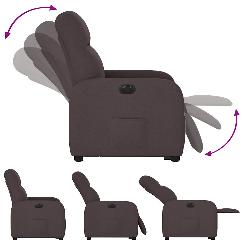 Poltrona Alzapersona Reclinante Elettrica Marrone Scuro Tessuto 3302997