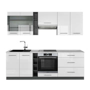 Cucina componibile Fame-Line Bianco lucido/Antracite 235 cm, PL Marmo Vicco