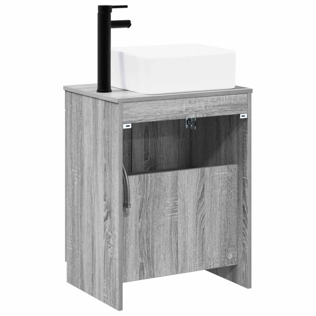 Set di mobili per il bagno Sonoma grigio Legno ingegnerizzato 3404237