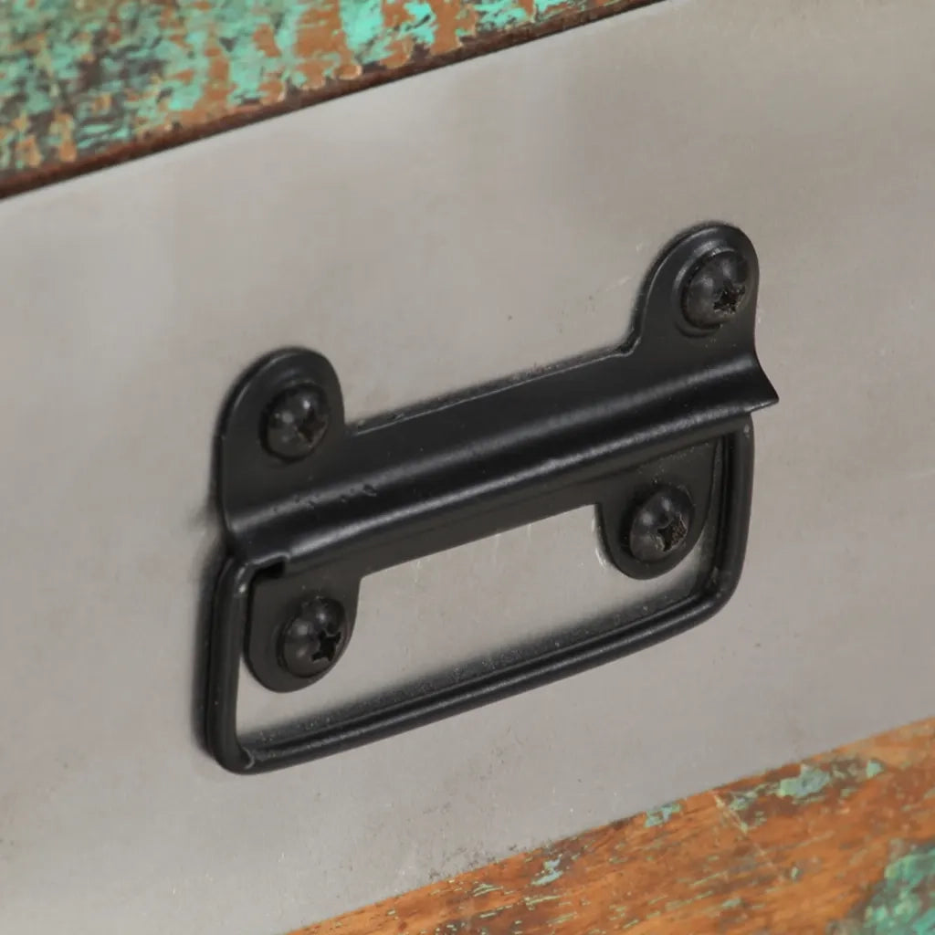 Tavolino con 3 Cassetti in Massello Recuperato 100x50x35cm 244941