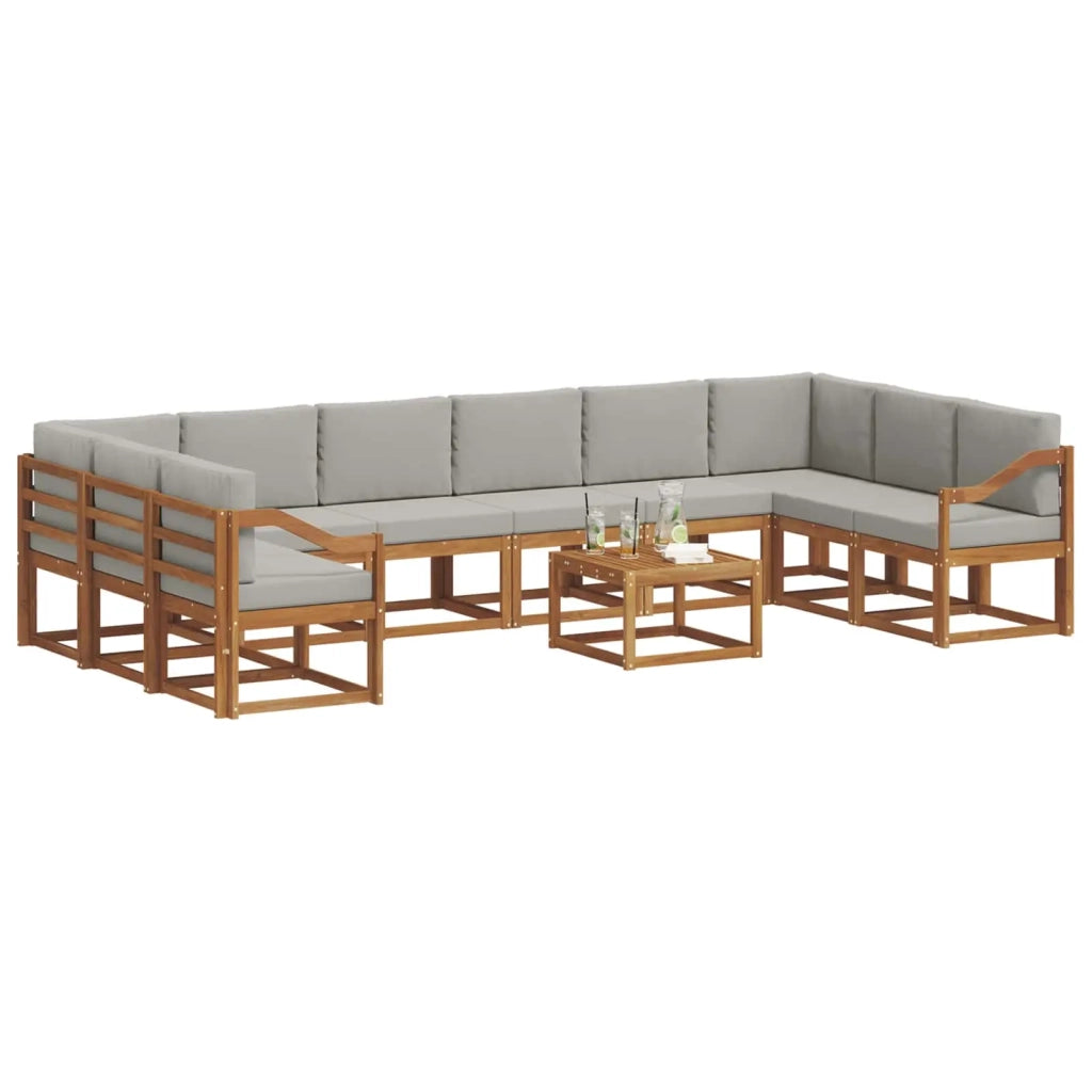 Set di divani da esterno 11 pcs Grigio Naturale e Chiaro 3367104