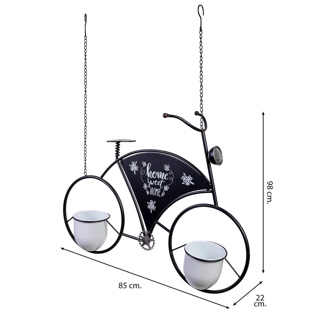 Bicicletta decorativa in metallo con due cestini 85x22x98h cm