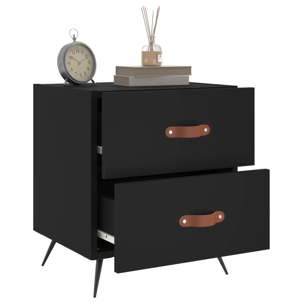 Comodini 2 pz Neri 40x35x47,5 cm in Legno Multistrato 827247