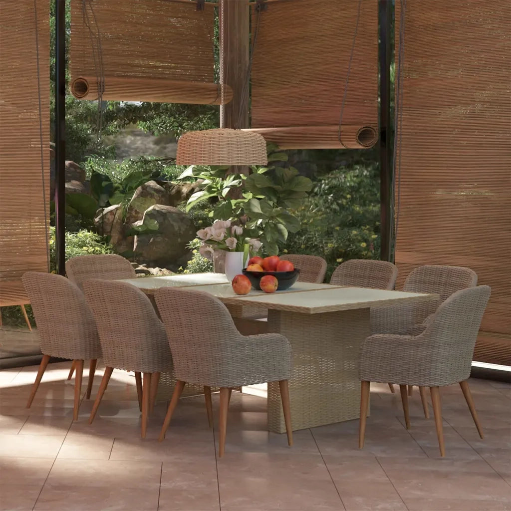 Set da Pranzo da Giardino 9 pz in Polyrattan Marrone cod mxl 46187