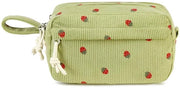 Etui per ragazze, grande borsa carina, etui per scuola, università, ufficio, regalo (fondo a motivi di mela verde)