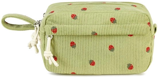 Etui per ragazze, grande borsa carina, etui per scuola, università, ufficio, regalo (fondo a motivi di mela verde)