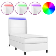 Letto singolo | Letto per adulti | Giroletto Molle con Materasso e LED Bianco 80x200 cm Similpelle