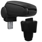 Bracciolo Centrale con Vano Portaoggetti per Auto Poggiabraccio per Automobile Specificata in Marca - Rivestimento in Tessuto - Nero - Dacia Sandero II