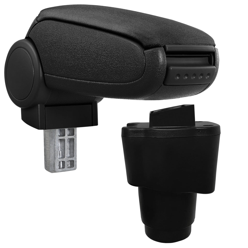 Bracciolo Centrale con Vano Portaoggetti per Auto Poggiabraccio per Automobile Specificata in Marca - Rivestimento in Tessuto - Nero - Dacia Sandero II