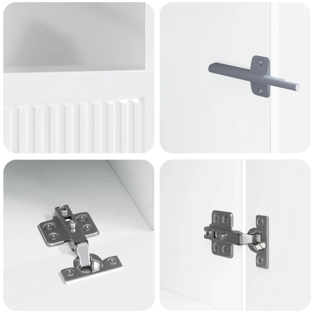 Mobile TV LED a 5 pezzi Bianco Lucido Legno ingegnerizzato 3416420