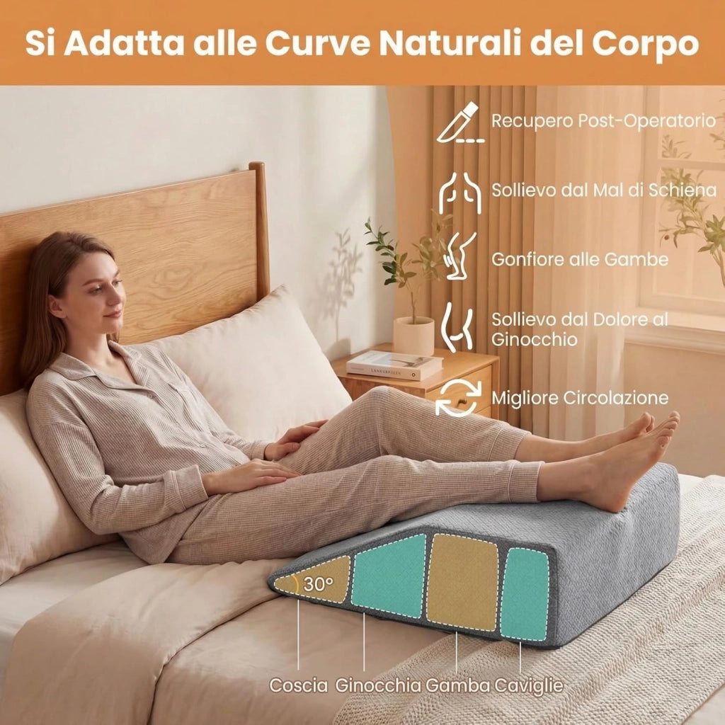 Cuscino per Gambe, Cuscino a Cuneo di Memory Foam, con Rivestimento Traspirante Smontabile, Cuneo in Schiuma per Dopo un Intervento Chirurgico Gravidanza e Lesione (Grigio)