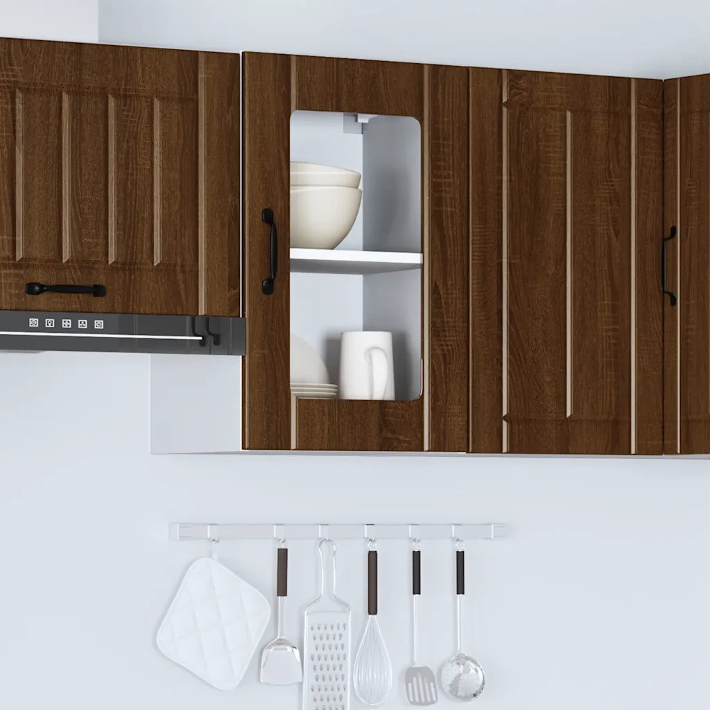 Pensile da Cucina con Porta in Vetro Lucca Rovere Marrone