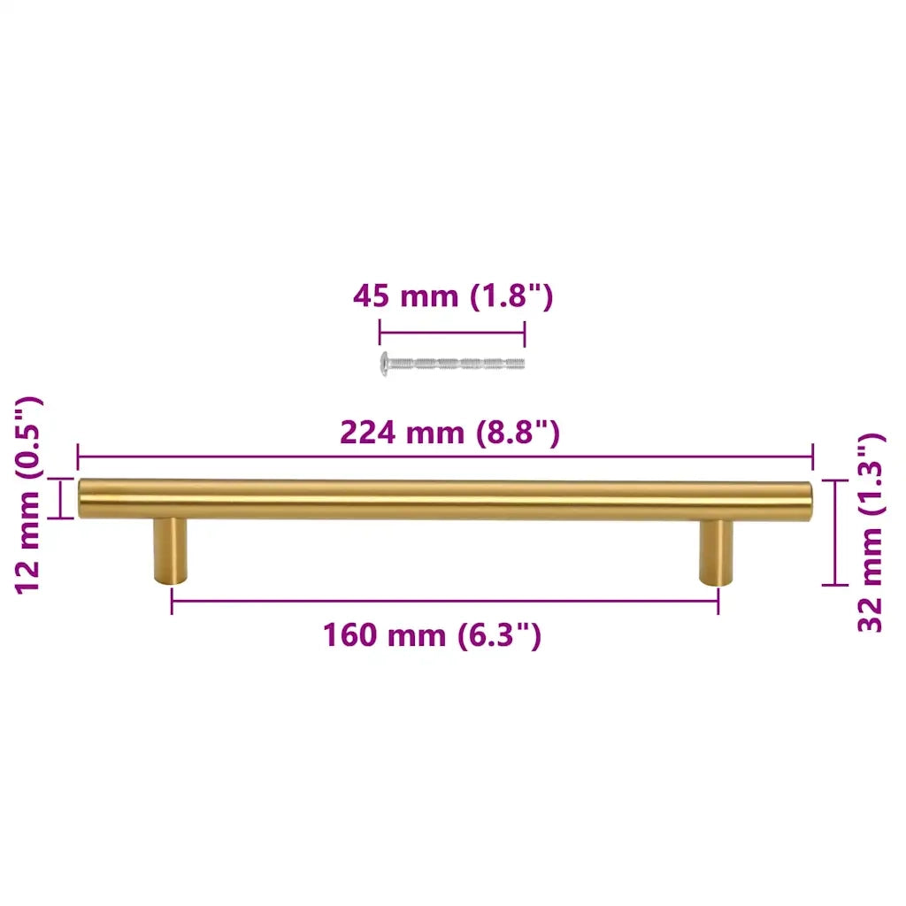 Maniglie per Mobili 10pz Oro 160mm in Acciaio Inox 155359