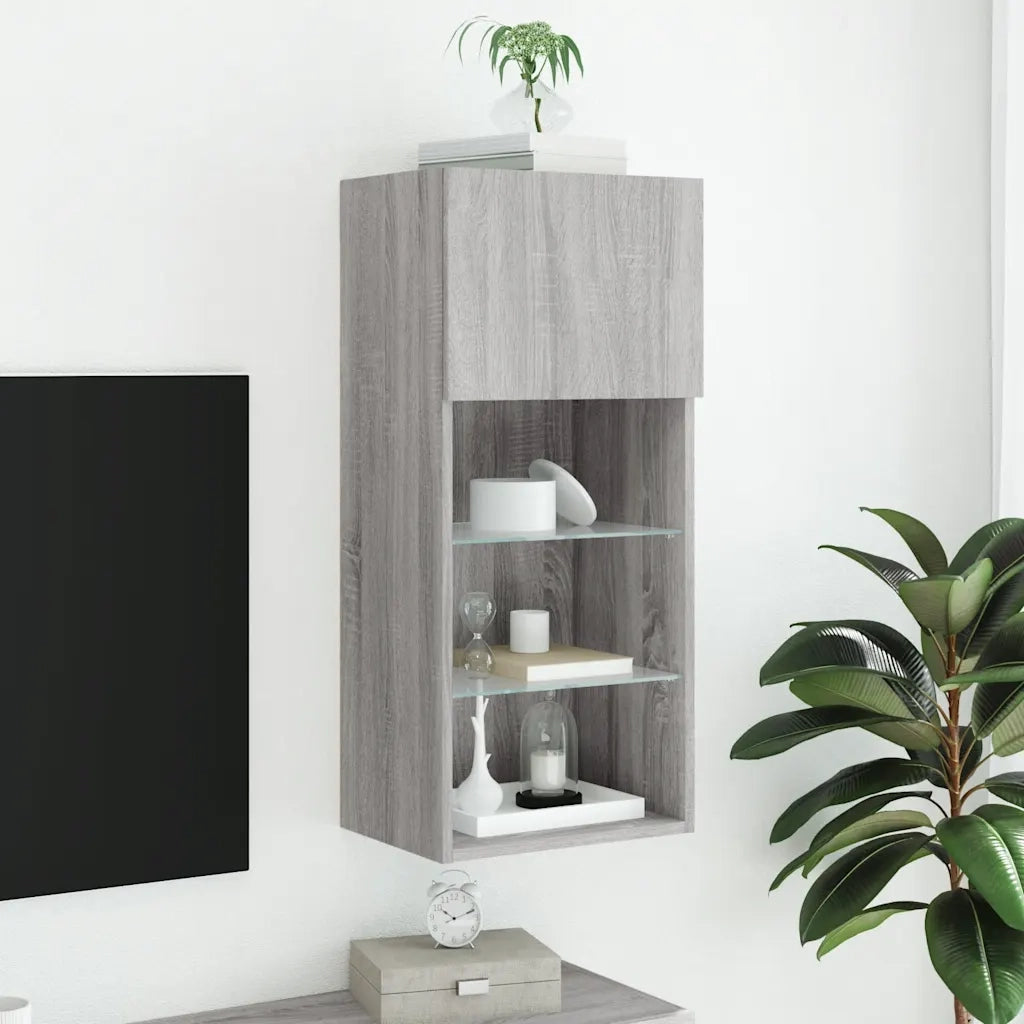 Mobile TV con Luci LED Grigio Sonoma 40,5x30x90 cm 837053