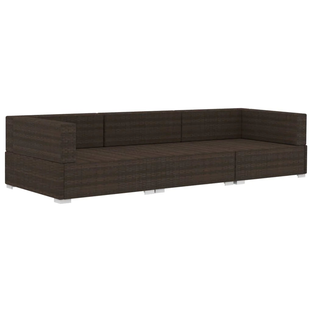 Set di mobili da giardino mobili da esterno set da 3 pezzi con cuscini resina intrecciata marrone 02_0016003